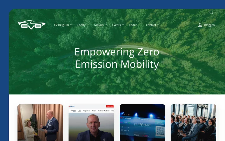 Screenshot van de EV Belgium website