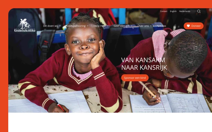 Website Kinderhulp Afrika